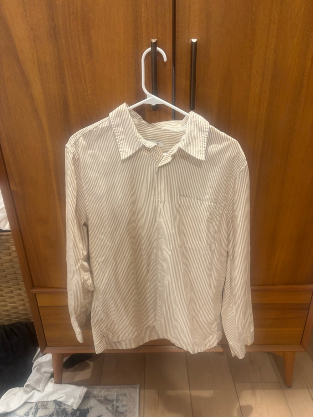 Madewell Beige & White Striped Button-Up Shirt